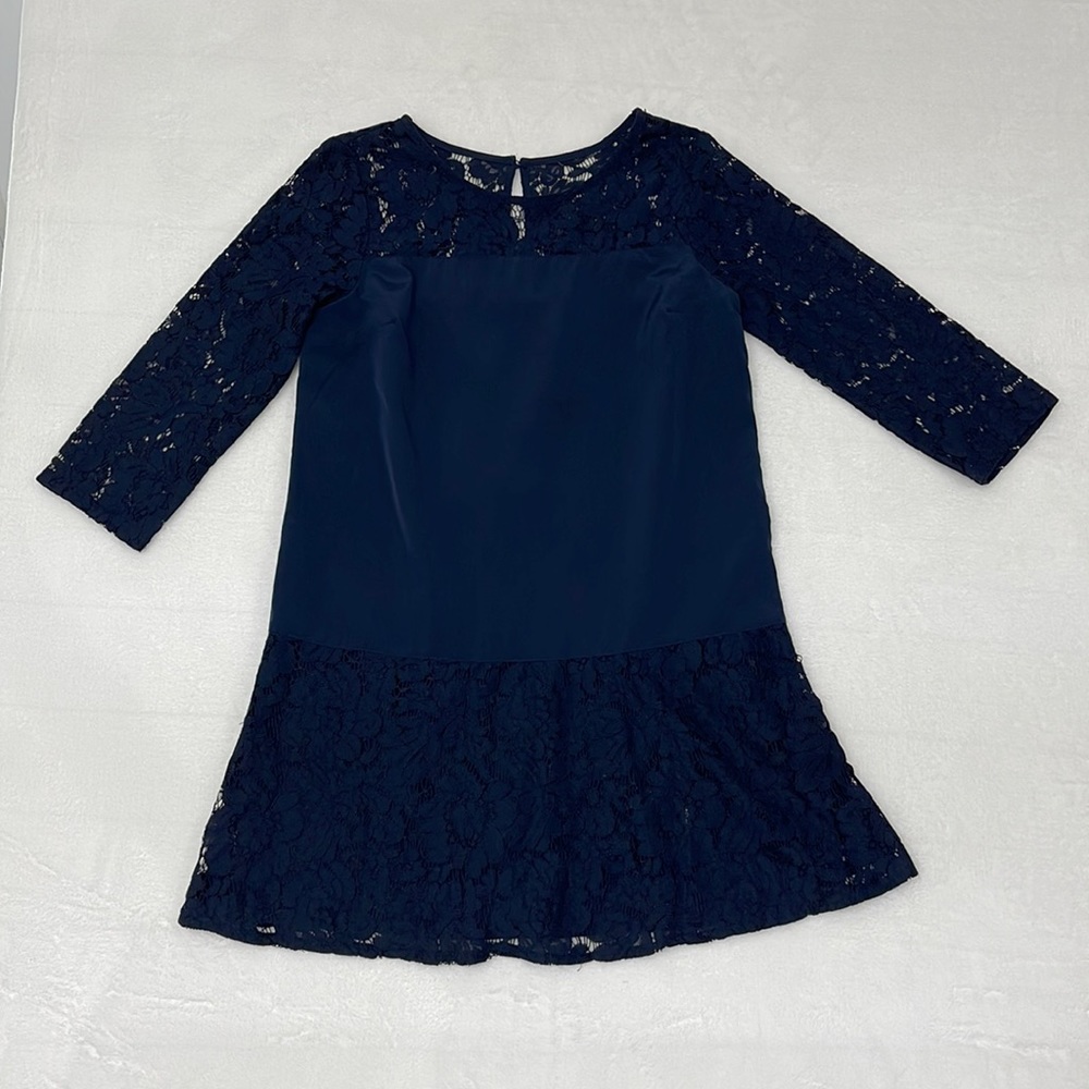Abercrombie & Fitch Navy Blue Lace Long Sleeve A-Line Dress Size XS
